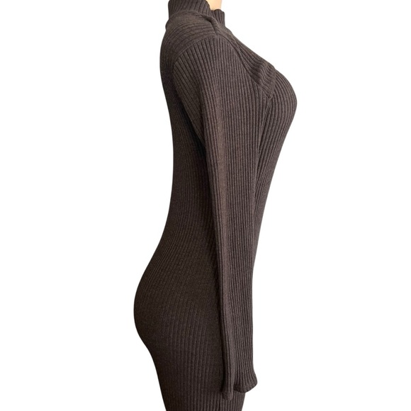 Anthropologie T.L.A Grey Mock Neck Cut Out Midi Dress - Picture 6 of 14